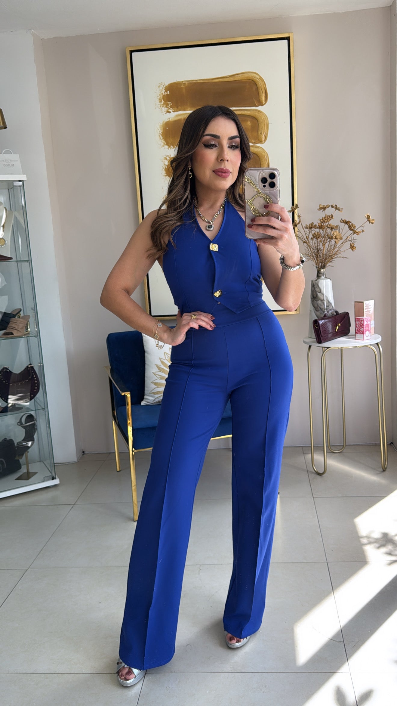 Royal Blue Vest Pant Set