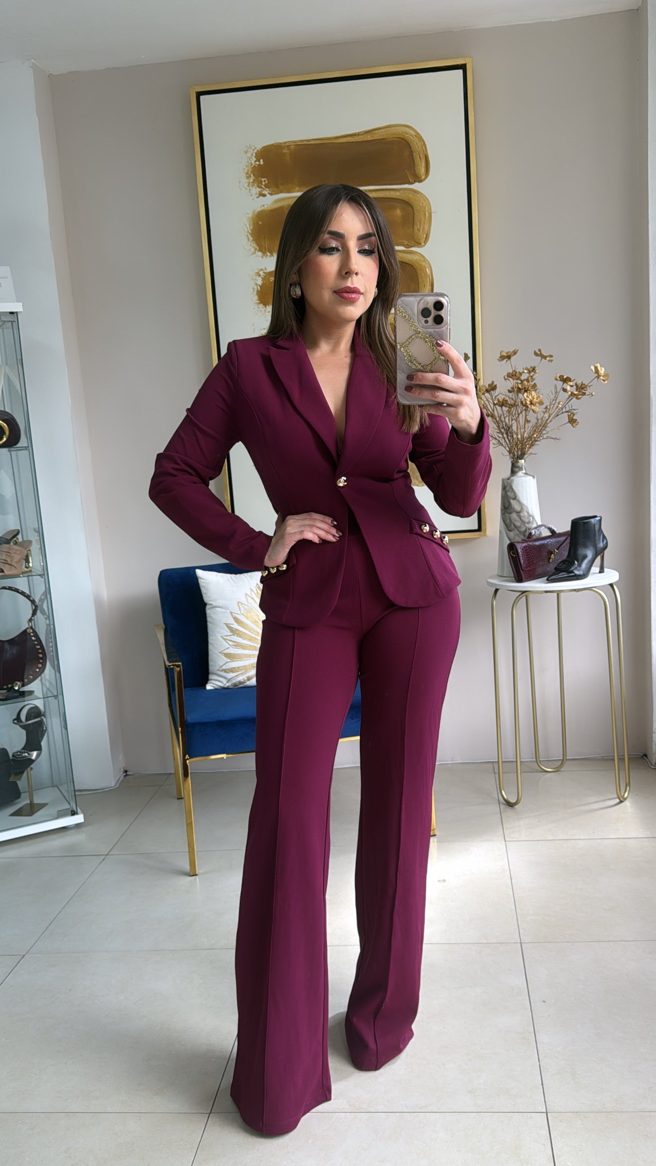 Wine Blazer & Pant Set