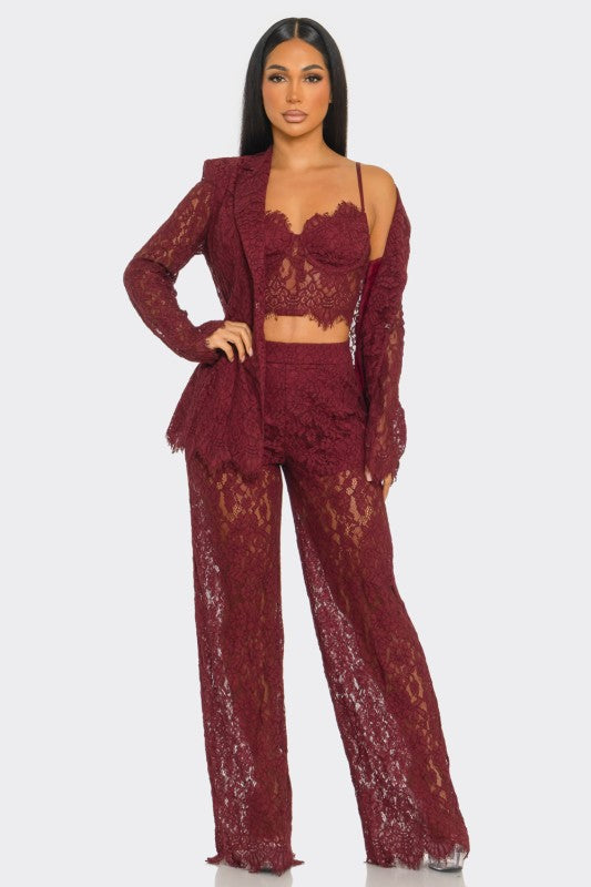 Wine Lace 3 Piece Set