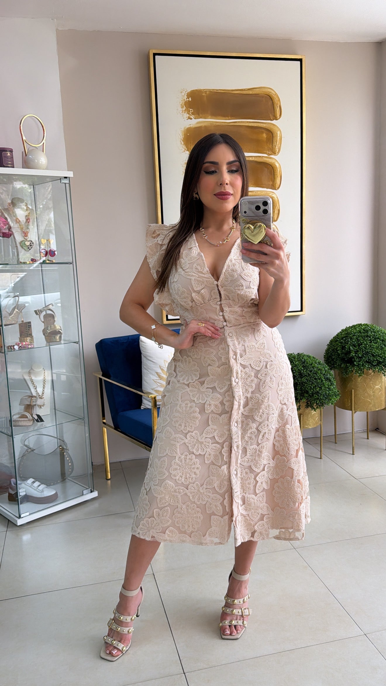 Cream Embroidery Skirt Set