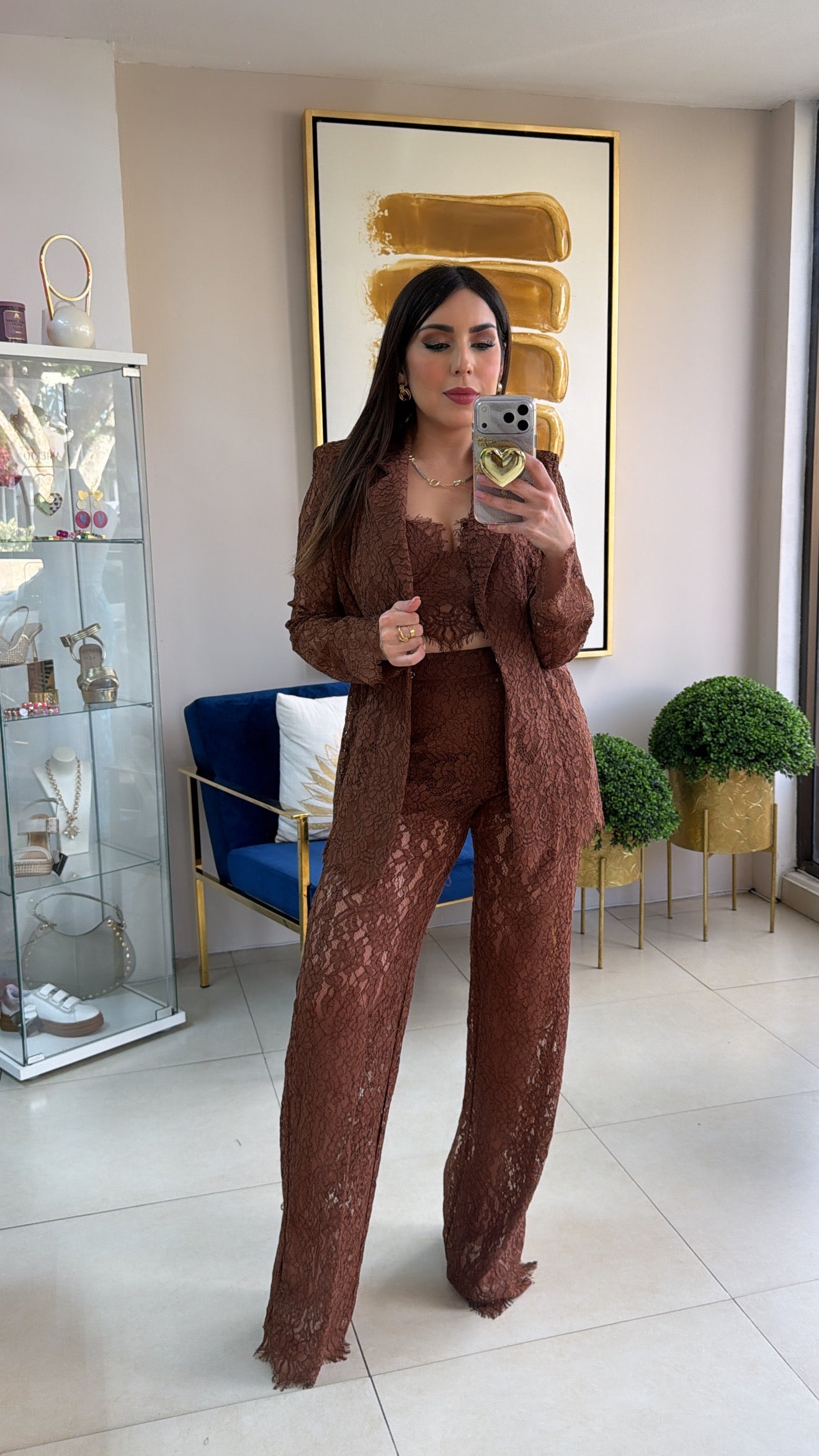 Brown Lace 3 Piece Set