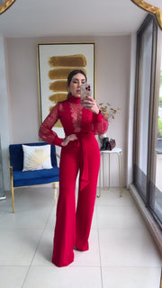 Sequins Red Jumpsuit