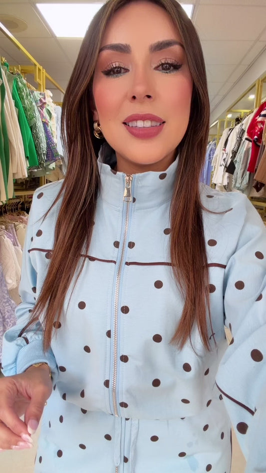 Blue Polka Travel Set
