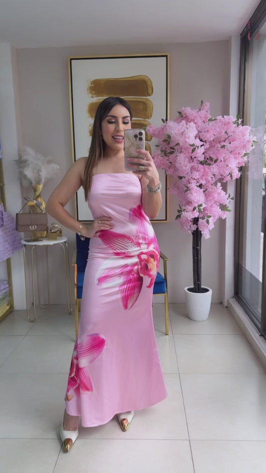Flower Pink Midi Dress