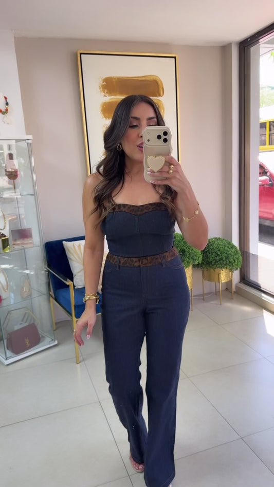 Animal Print Jean Set