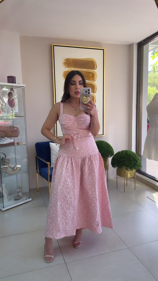 Pink Brocado Dress