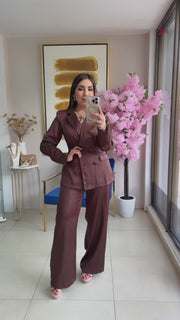 Brown Blazer Pant Set
