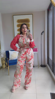 Coral & Lace Floral Set