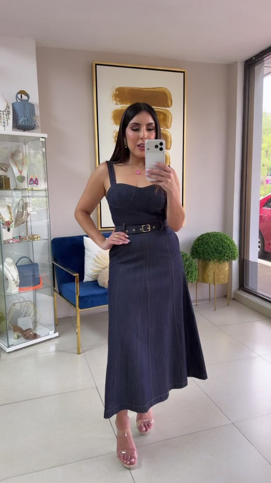 Dark Denim Midi Dress