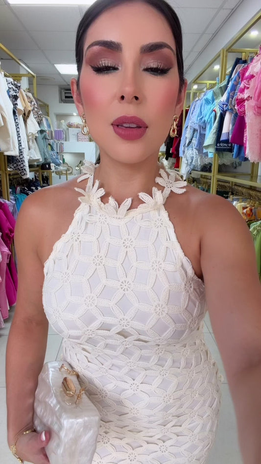 Cream Crochet Dress