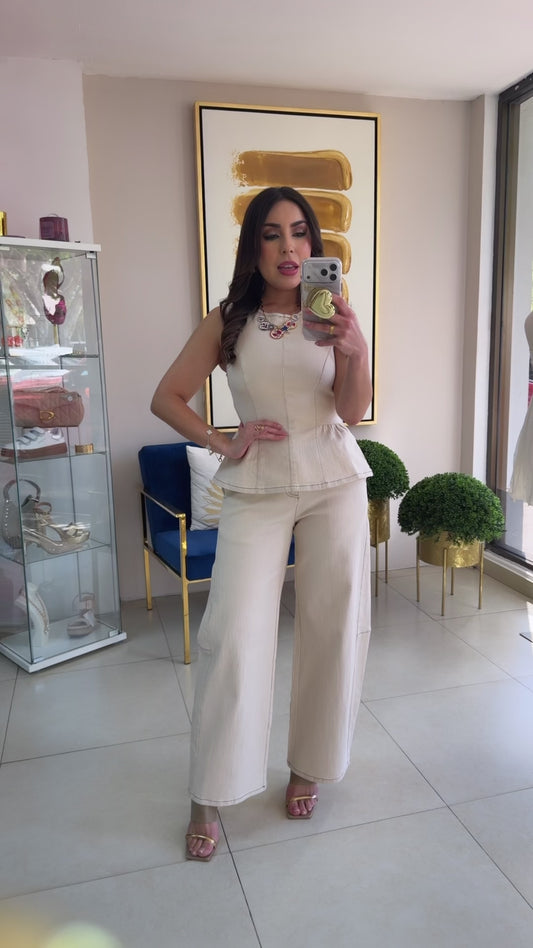 Cream Pant Set