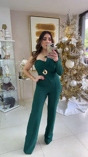 Green One Sleeve Jumpsuit