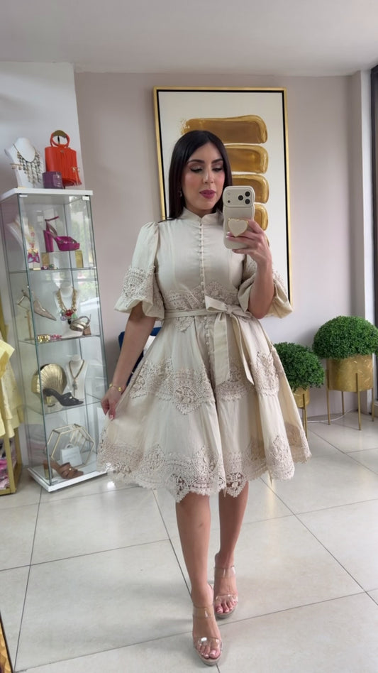 Cream Crochet Dress