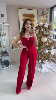 Strapless Red Jumpsuit
