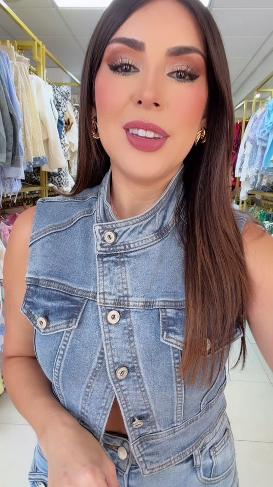 Denim Assymetric Vest