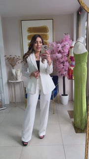 Ivory Lace Blazer Set