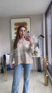 Animal Print Metalic Top