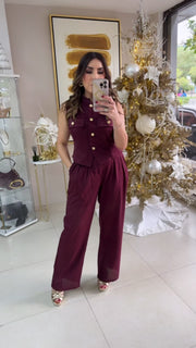 Wine Pant Set
