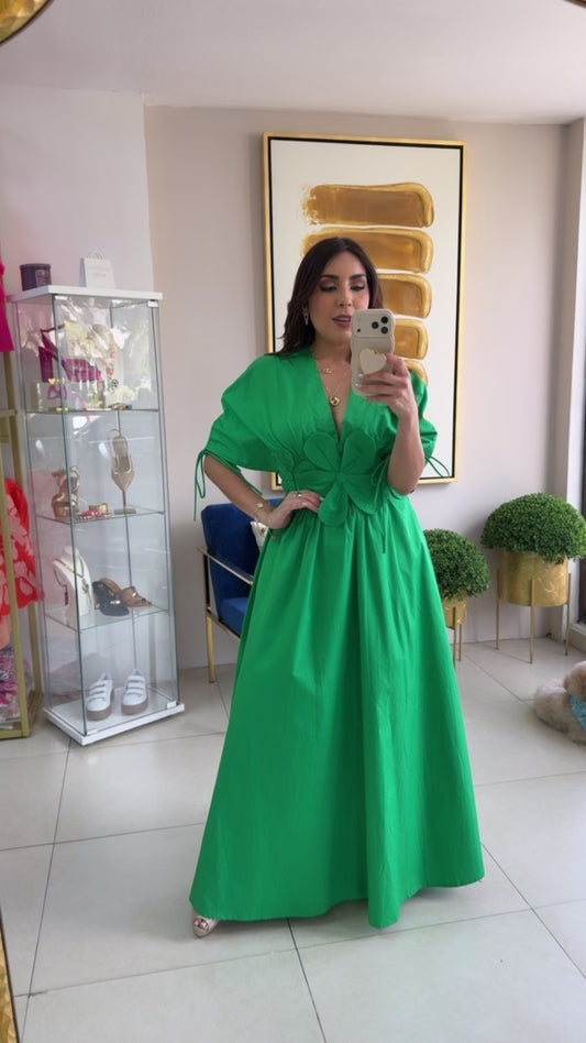 Green Maxi Flower Dress