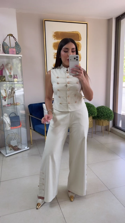 Cream Napoleon Pant Set