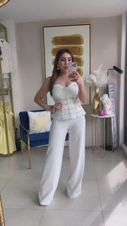 Bustier Pearls Pant Set