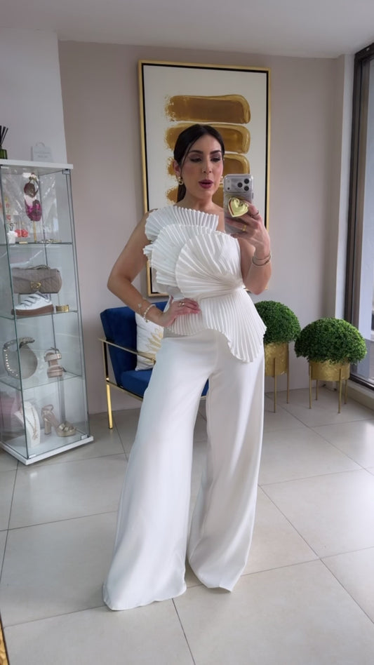 White Ruffles Jumpsuit