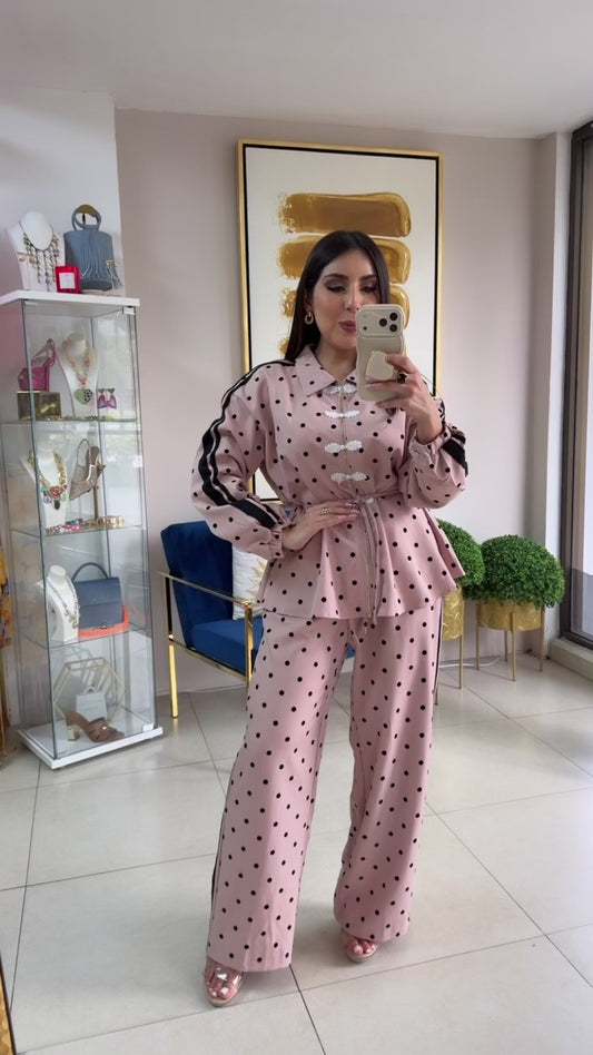 Pink Polka Pant Set