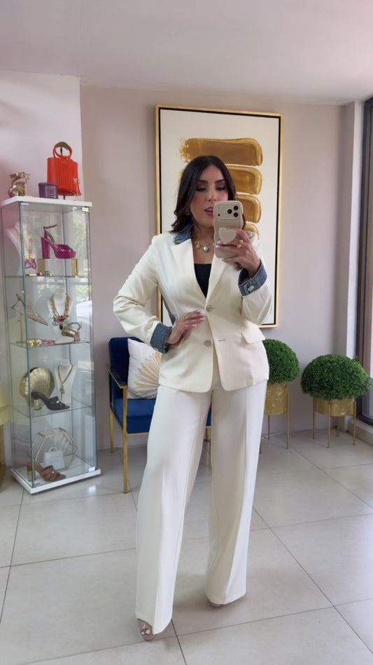 Ivory Blazer and Pant Set