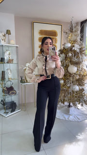 Champagne and Black Jumpsuit