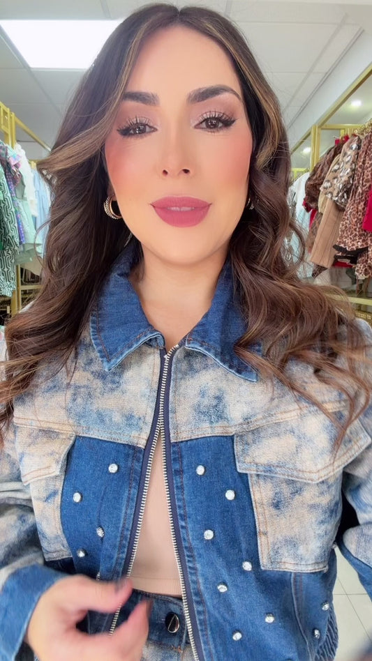 Tyedye Rhinestones Denim Set