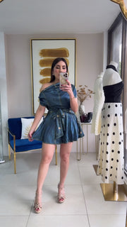 Like Denim Satin Romper