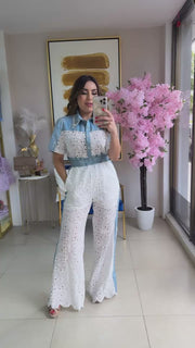 White Crochet Pant Set