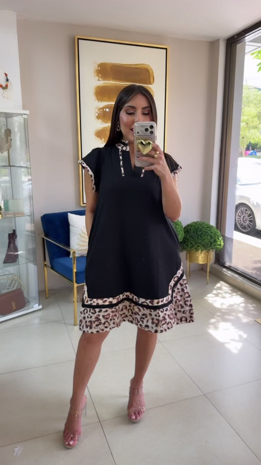 Black Animal Print Dress