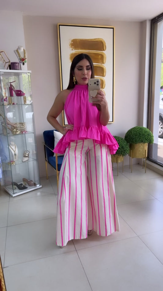 Hot Pink Ruffle Top