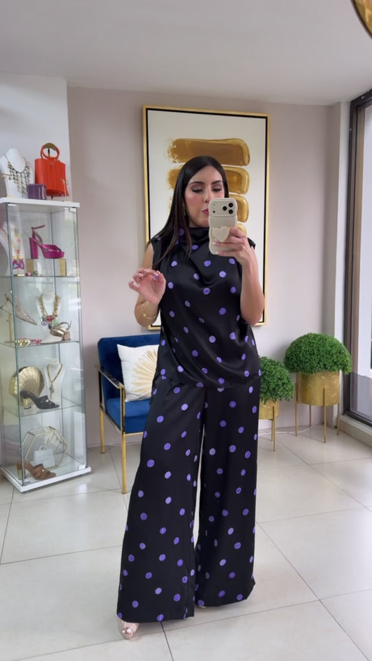 Polka Purple & Black Set
