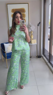 Green Floral Pant Set