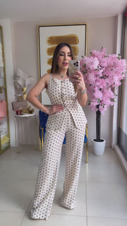 Linen Polka Pant Set