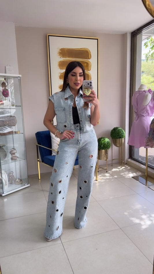 Light Denim Pant Set