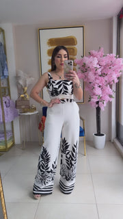 Black Leaf Pant Set