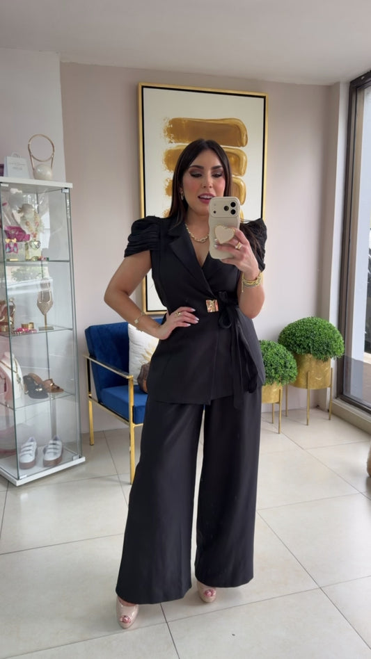 Black Romantic Blazer Set