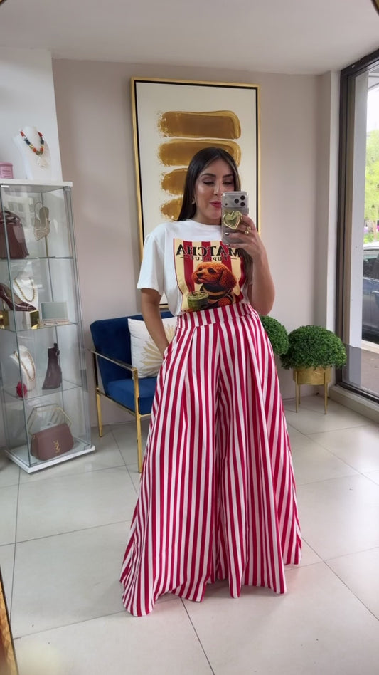Red Stripes Palazzo