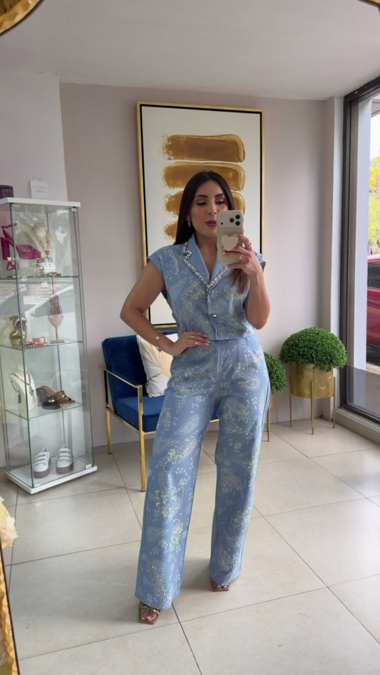 Sequins & Rhinestones Pant Set