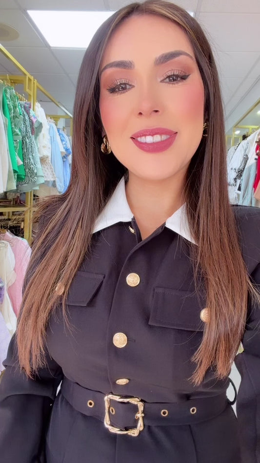 Black White Neck Dress