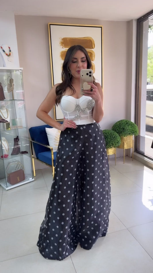 Black Polka Palazzo Pants