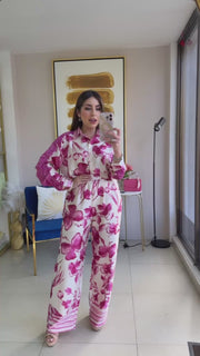 Magenta Floral Pant Set