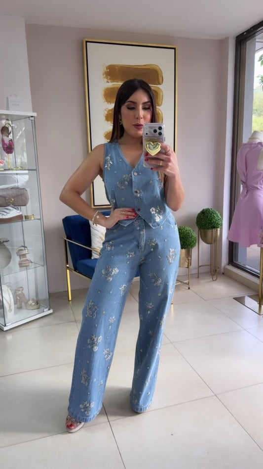 Denim Vest Pant Set