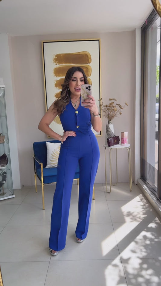 Royal Blue Vest Pant Set