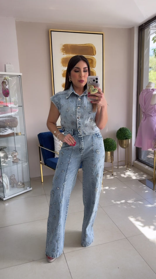 Silver Sequins Pant Set