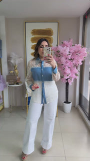 Lace & Denim Top