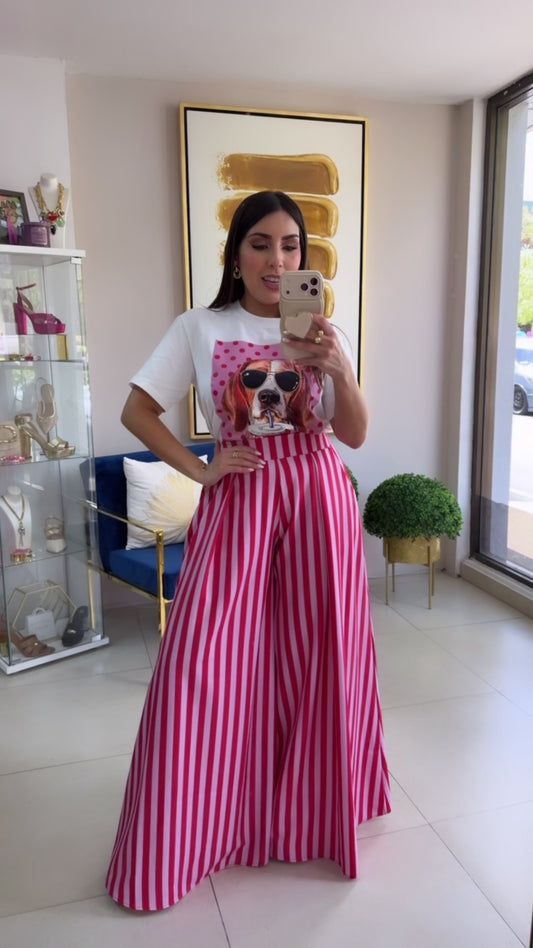 Pink & Red Stripes Palazzo